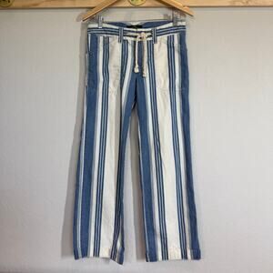 Women's Laurel Jeans Co. Ralph Lauren Blue Striped Cuffed Straight Pants‎ Sz 2